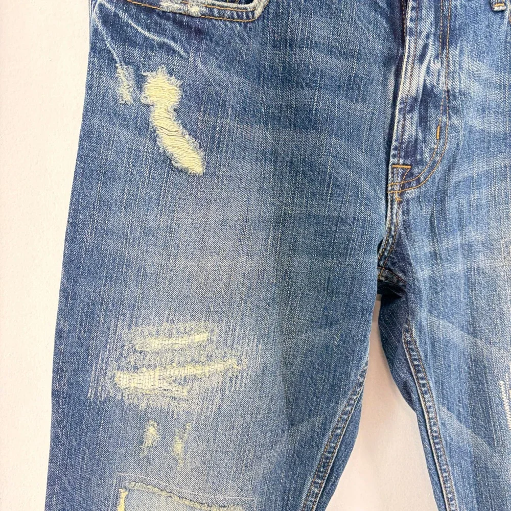 American Eagle Slim Straight Distressed Jeans Blue Mens 33x30 Indie Skate Grunge